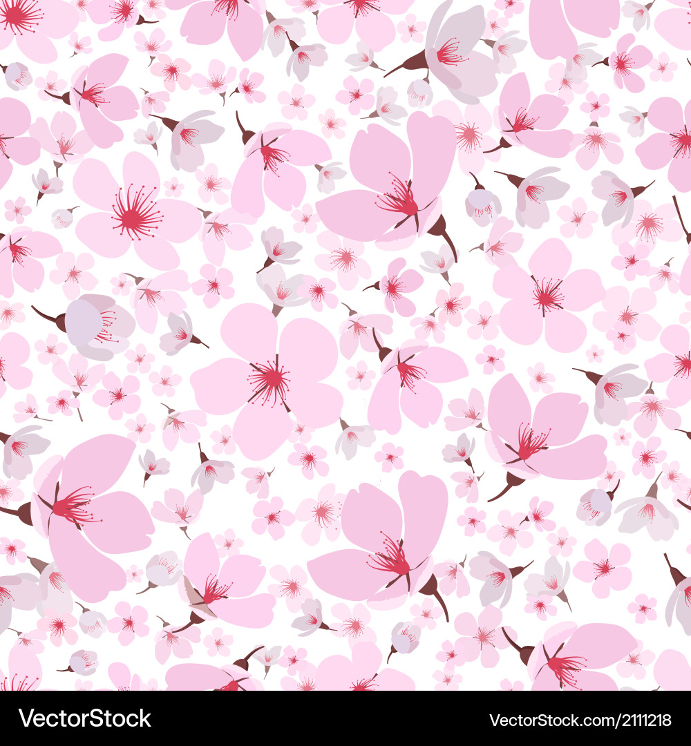 Pink Sakura Blossom Seamless Pattern Vector Image