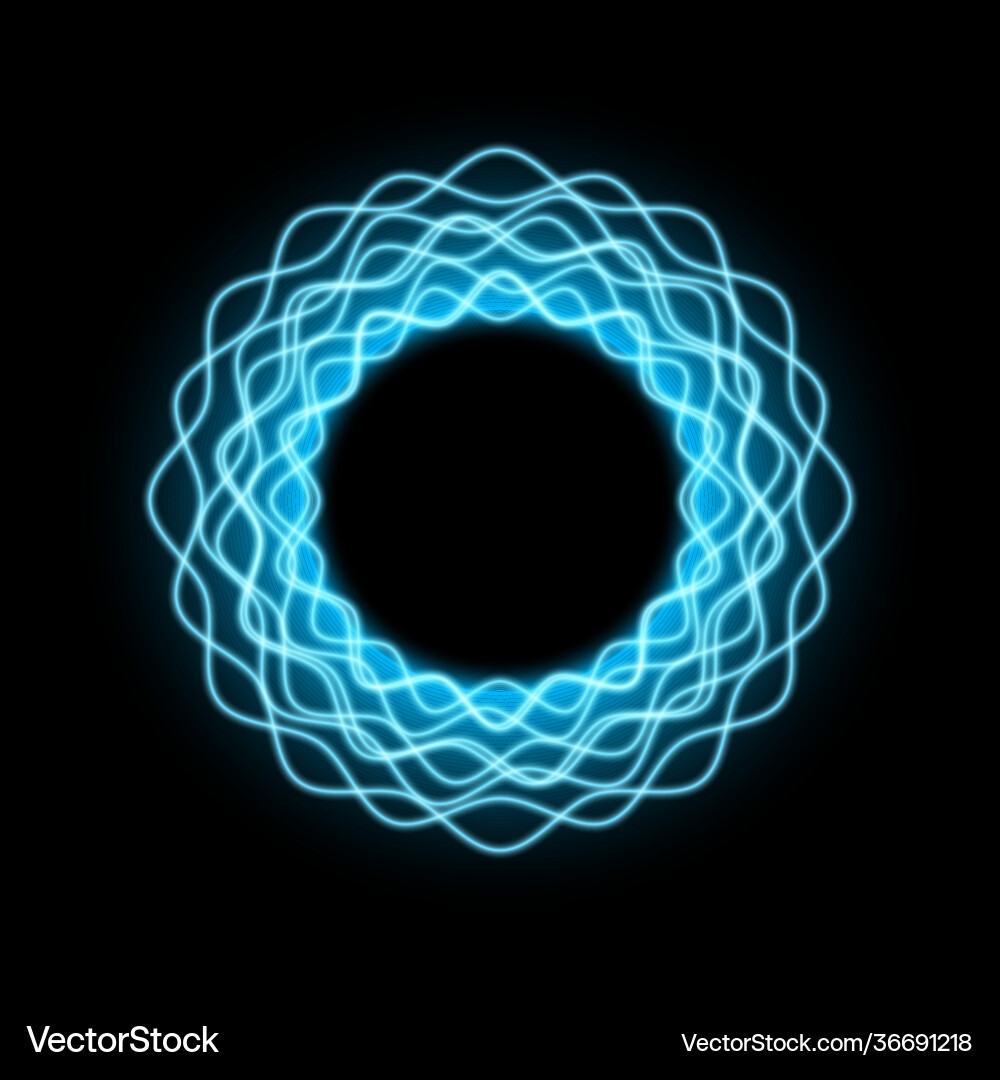 Radial neon waves with glow modern round frame Vector Image