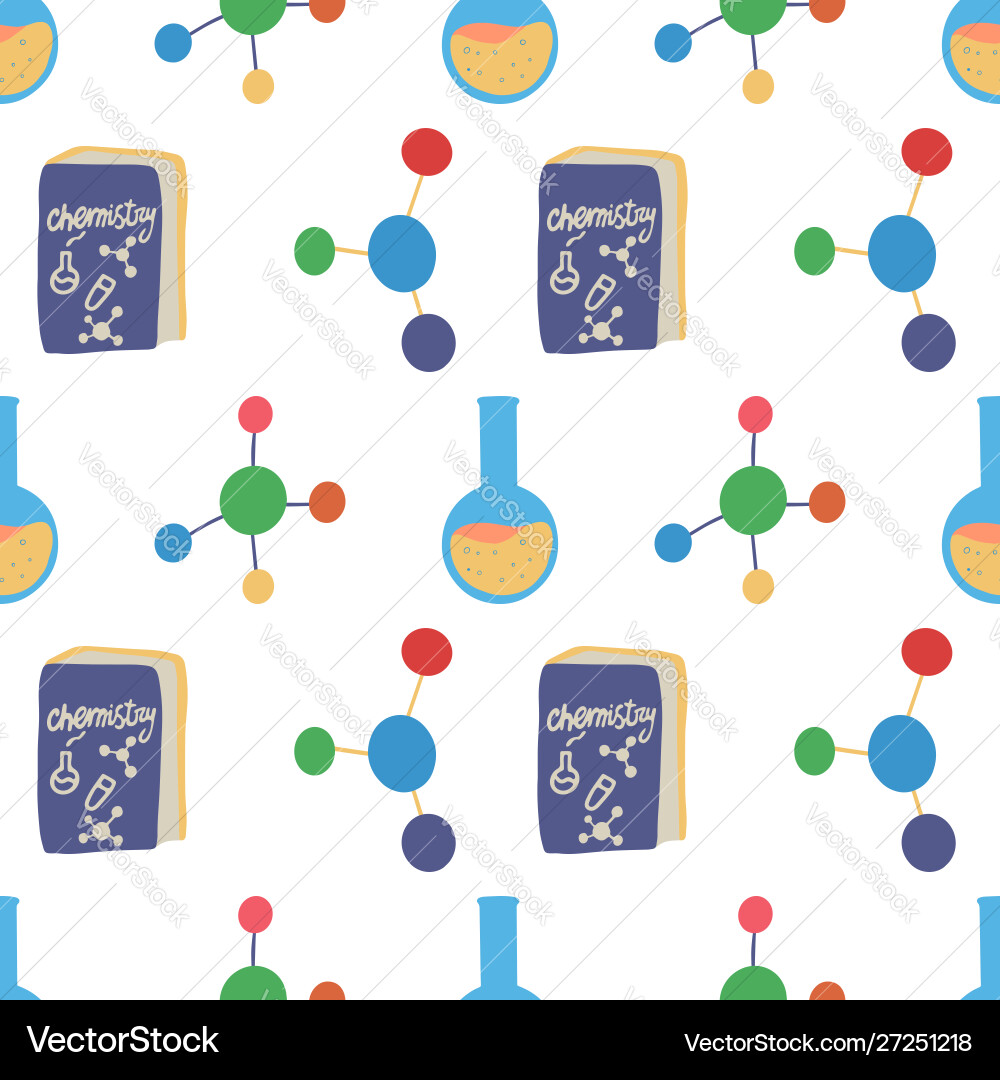 Seamless pattern with chemistry round flask Seamless pattern with chemistry round flask Vector Image