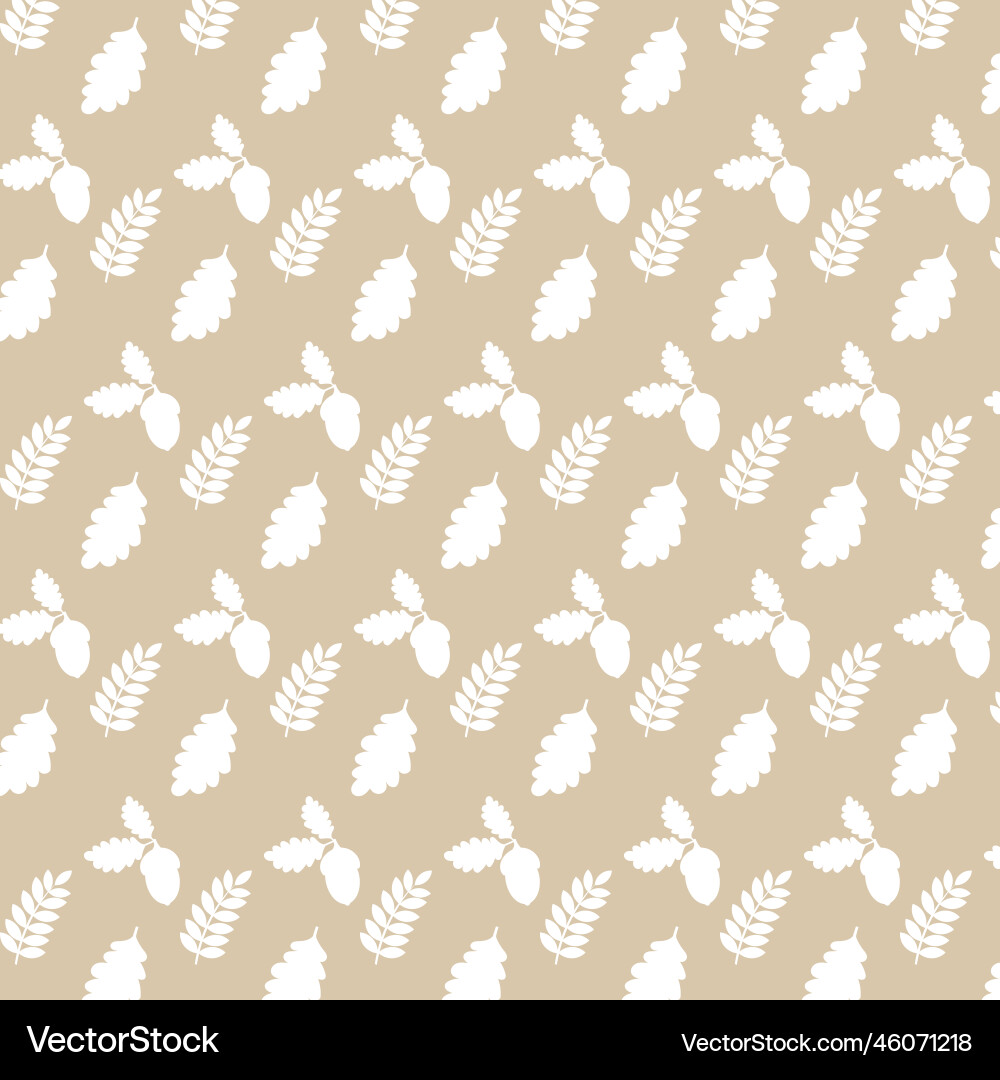 Seamless pattern with tree leaves oak rowan vector image