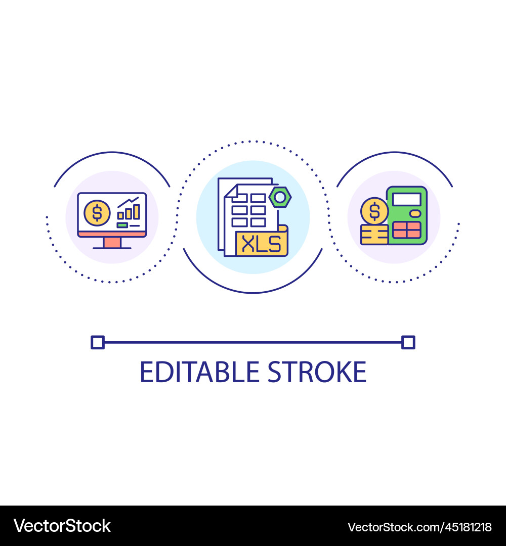 Spreadsheet program for finance budget loop Spreadsheet program for finance budget loop vector image