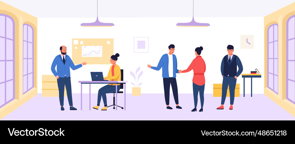 Team collaboration office colleagues make Team collaboration office colleagues make vector image