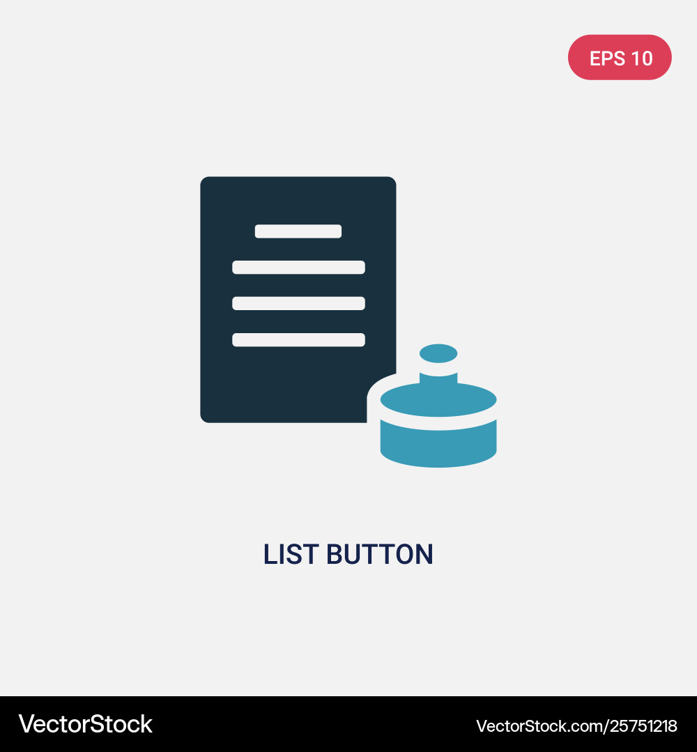 Two color list button icon from user interface Vector Image