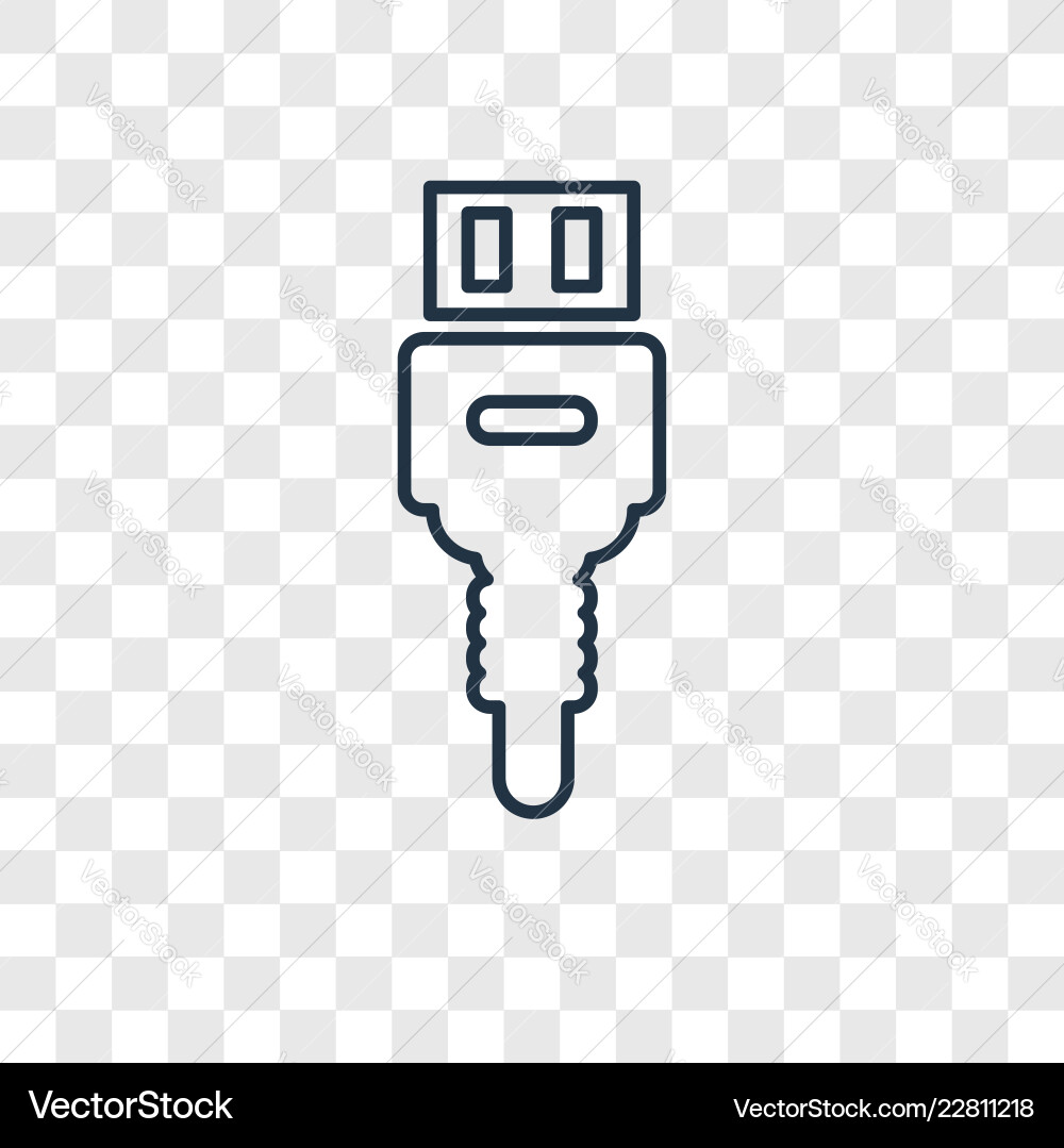 Usb concept linear icon isolated on transparent vector image