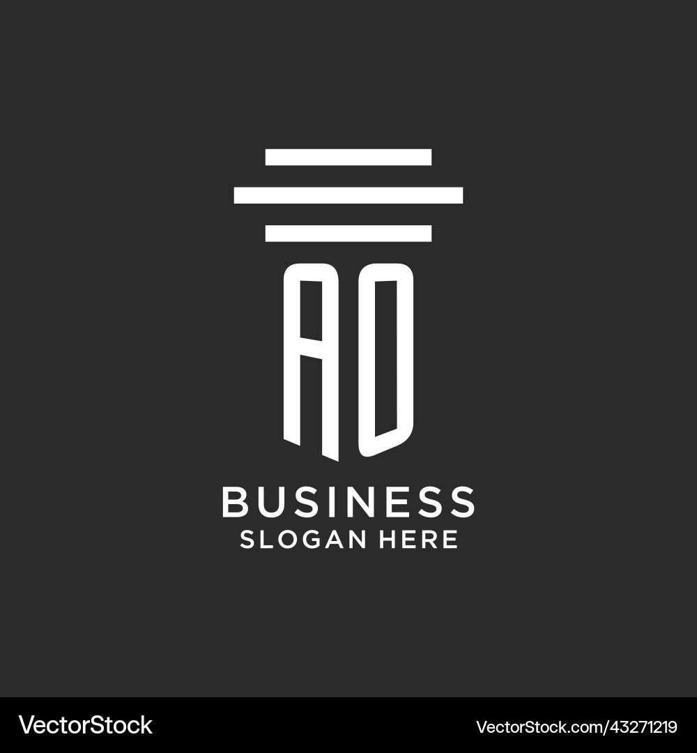 Ao initials with simple pillar logo design Vector Image