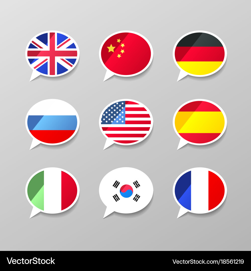 Colorful Speech Bubbles with Flags vector image