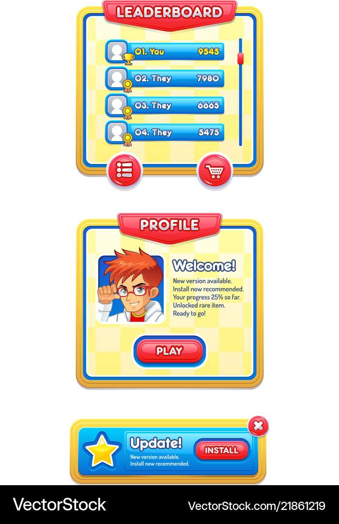Game user interface templates vector image