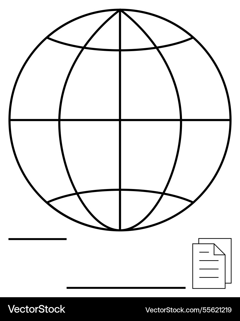 Global sphere with page document symbolizing Global sphere with page document symbolizing vector image