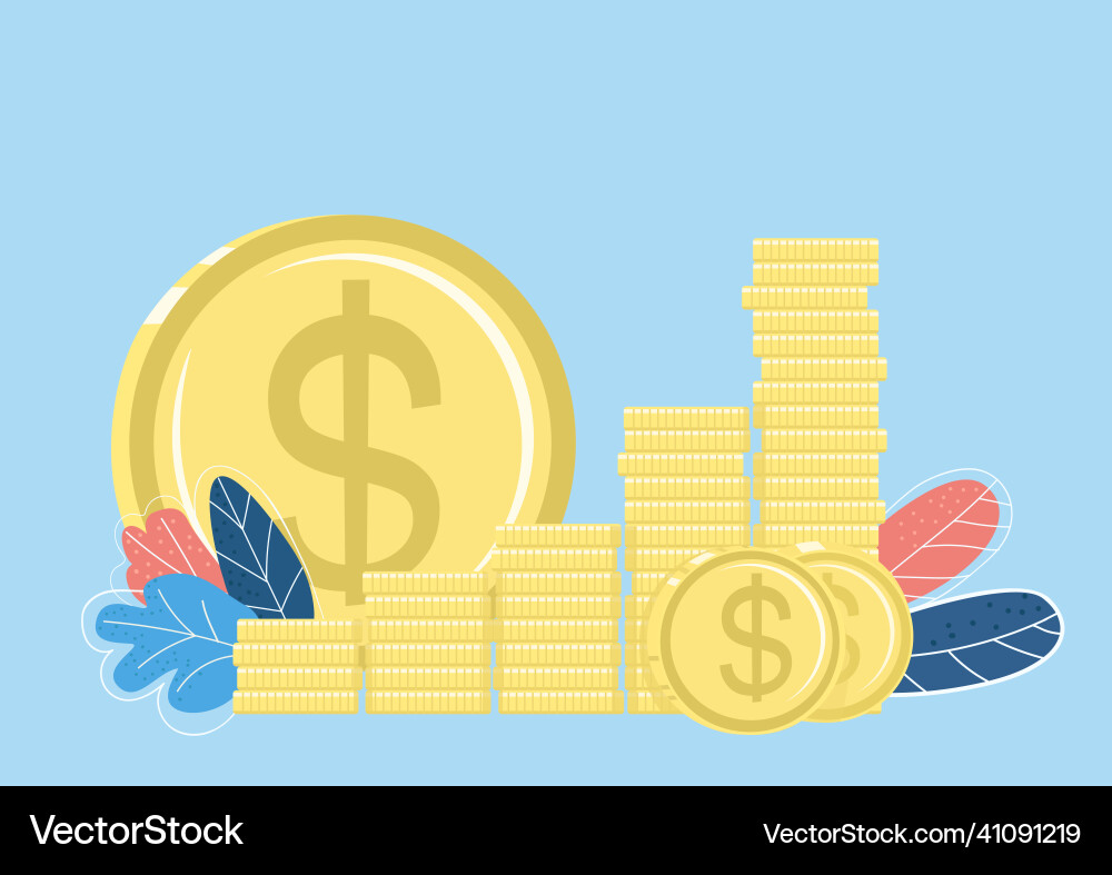 Golden coin stack flat color object Golden coin stack flat color object vector image