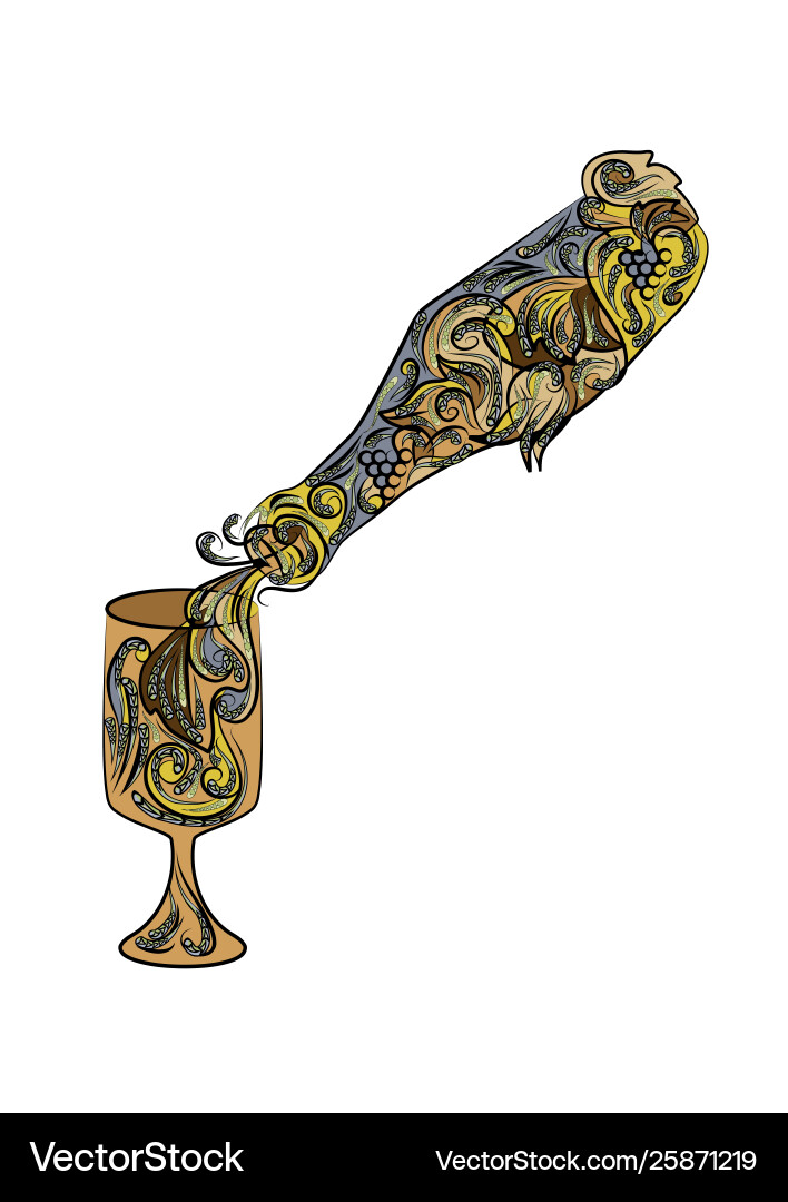 Pouring abstract bottle with pattern Vector Image