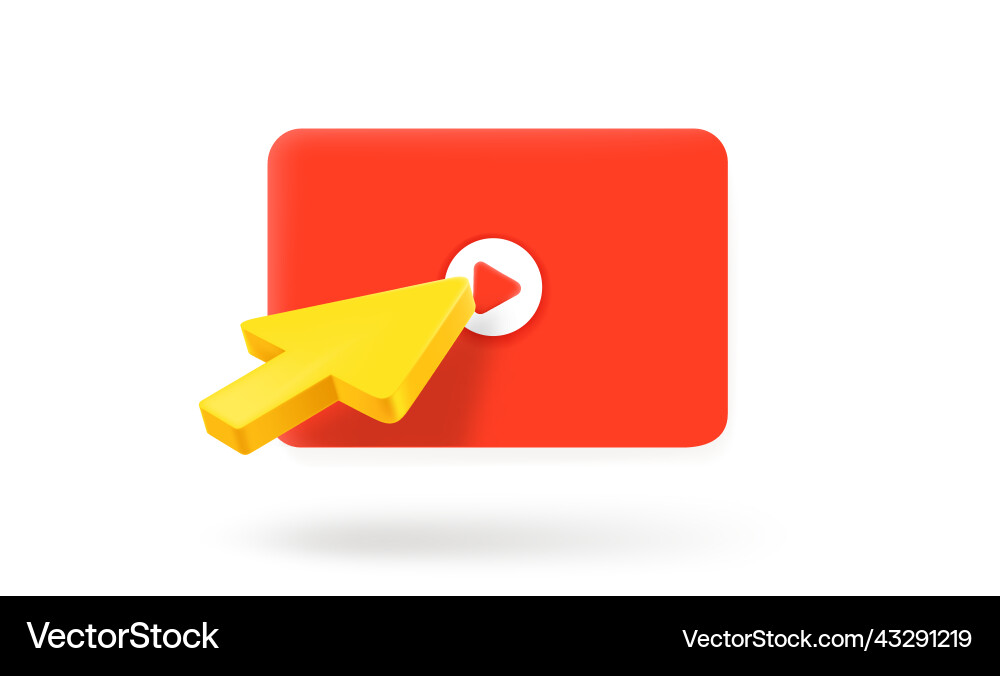 Pressing play button on a web page concept 3d icon Pressing play button on a web page concept 3d icon vector image