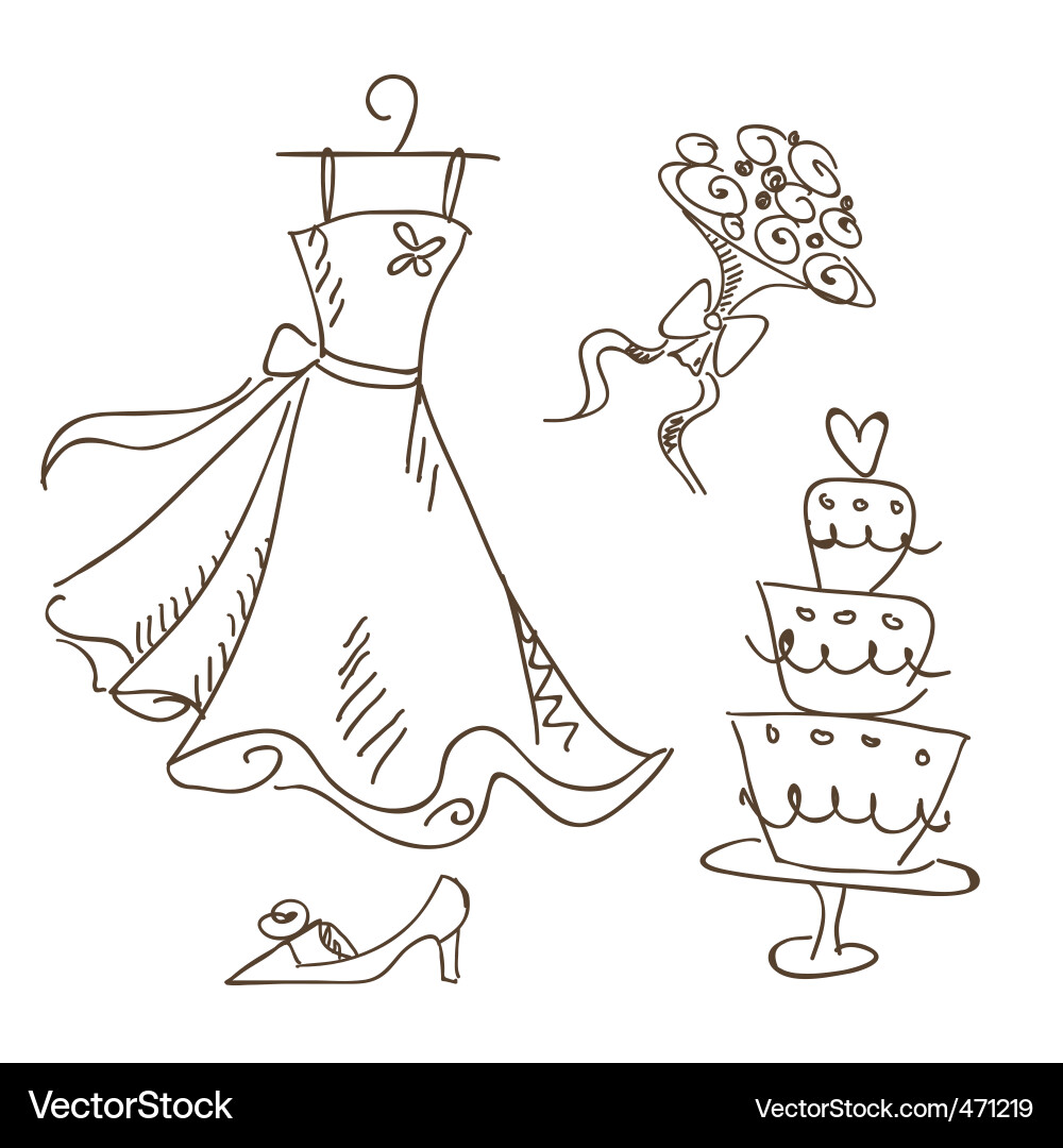 Romantische Hochzeit Sketch Vektorbild
