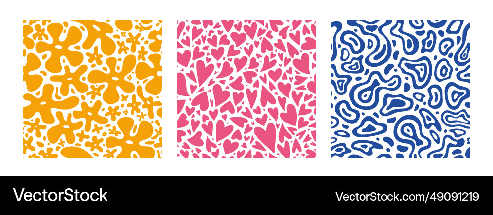 Seamless patterns set with abstract fluid shapes Seamless patterns set with abstract fluid shapes Vector Image