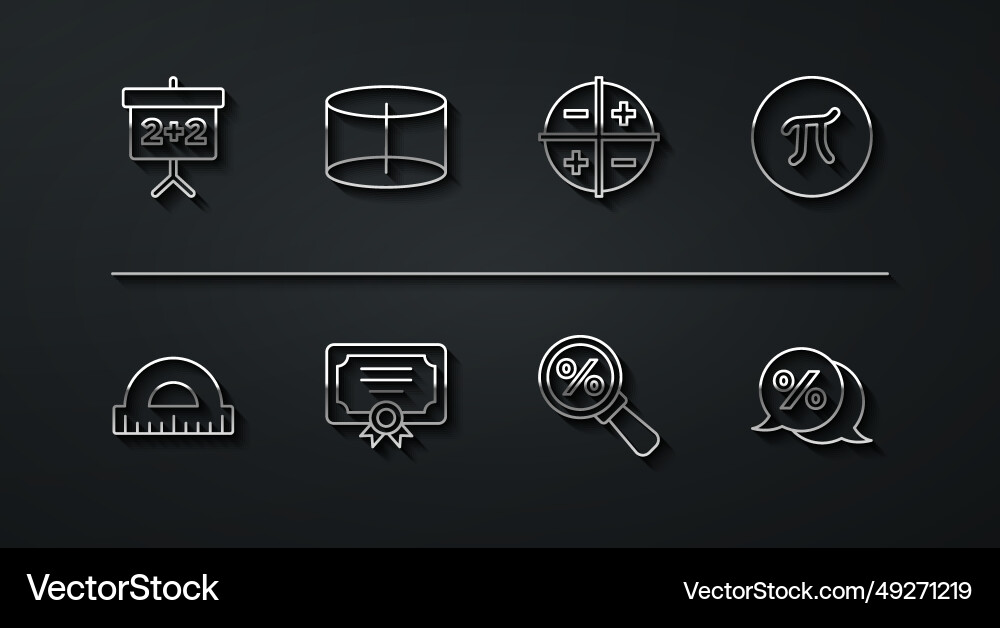 Set line chalkboard protractor pi symbol vector image