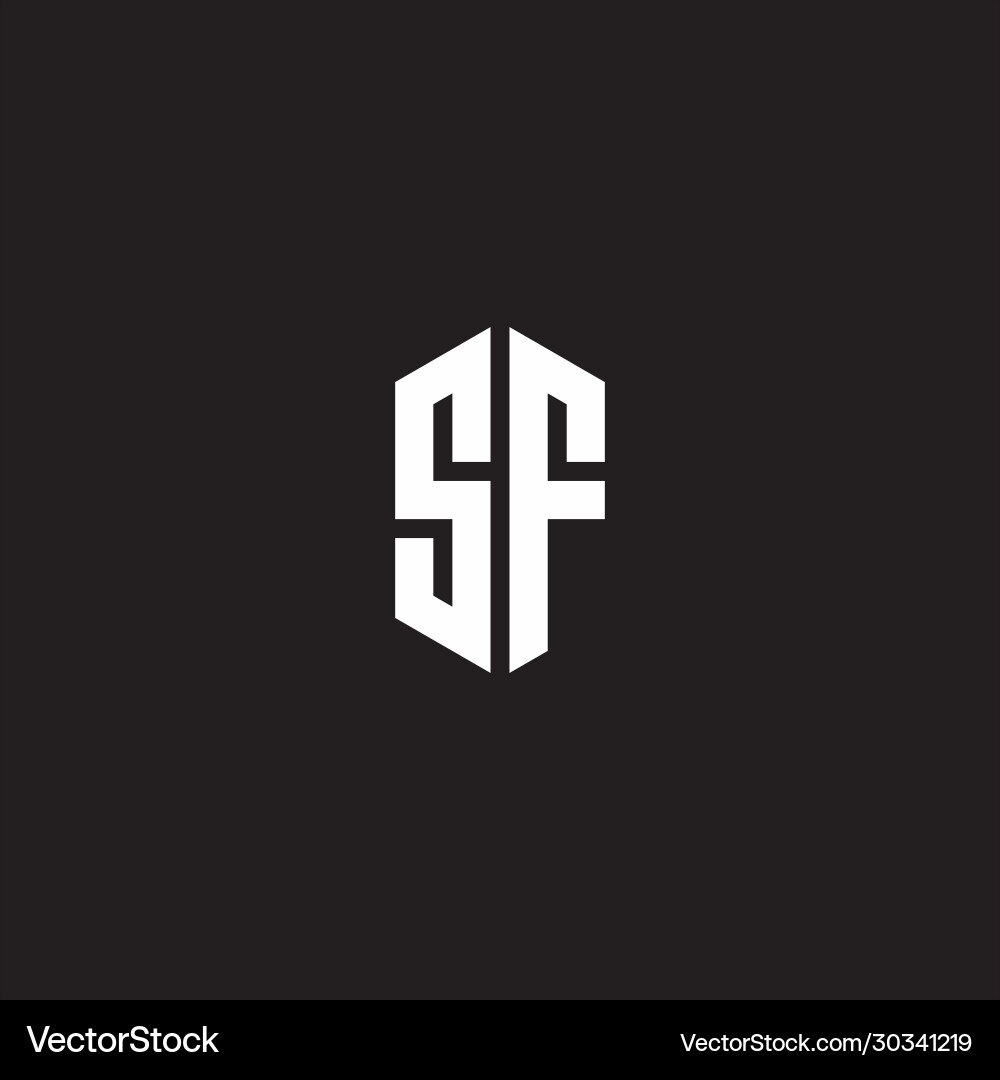 Sf logo monogram with hexagon shape style design Sf logo monogram with hexagon shape style design Vector Image