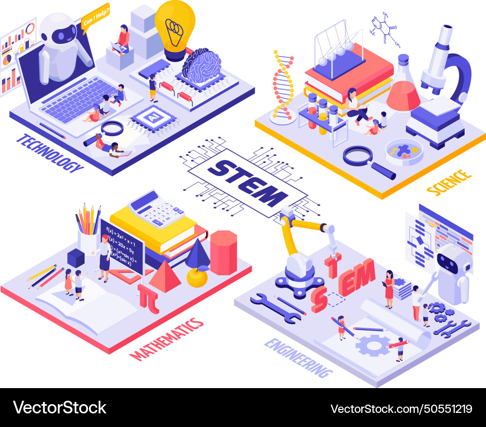 Stem education isometric infographics vector image