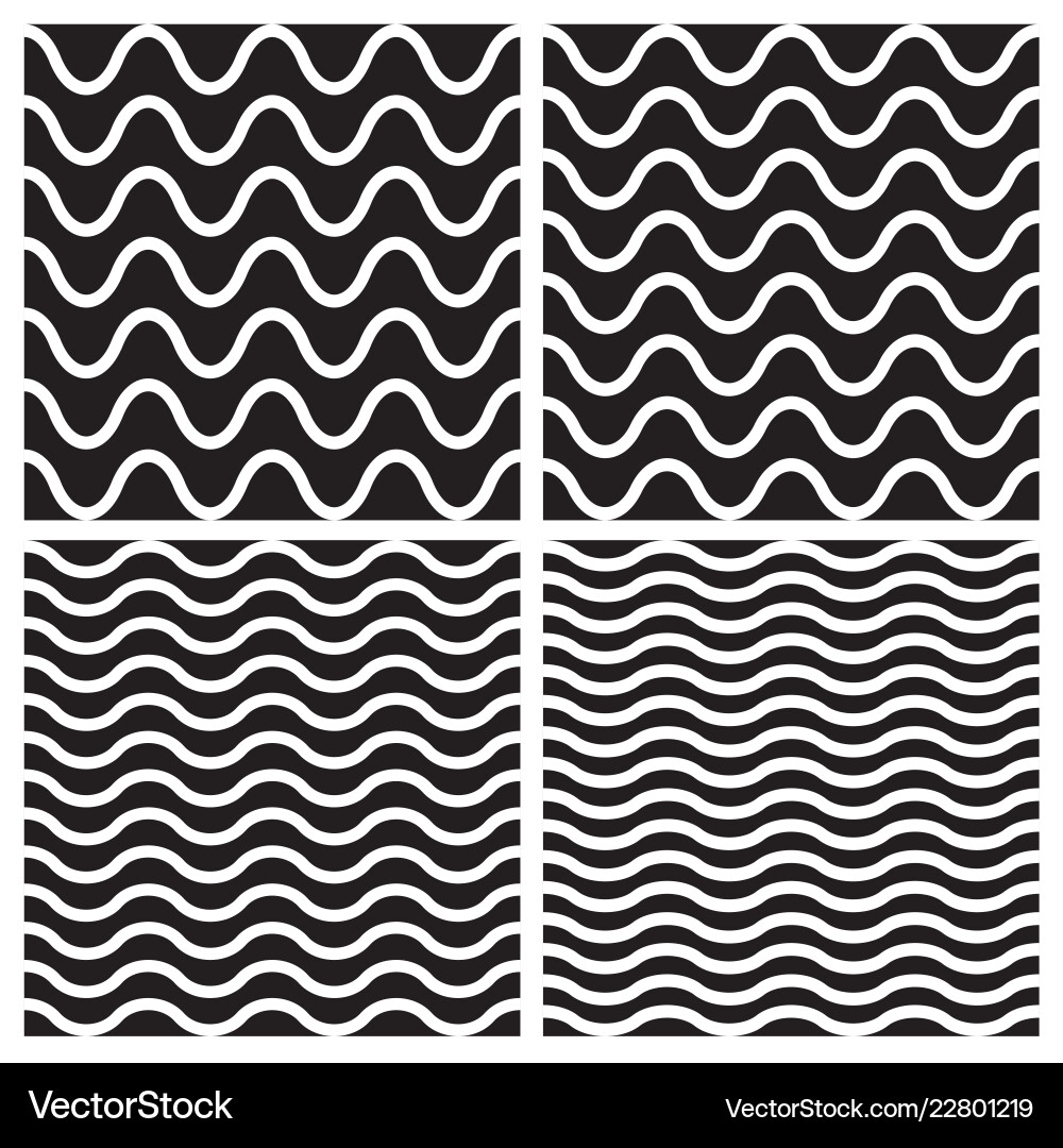 Tile seamless pattern wavy set vector image