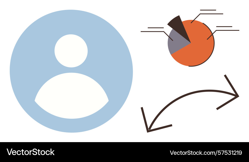 User profile and analytics concept with pie chart User profile and analytics concept with pie chart vector image