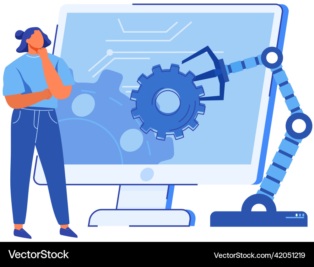 Woman working with startup development robotic Woman working with startup development robotic vector image