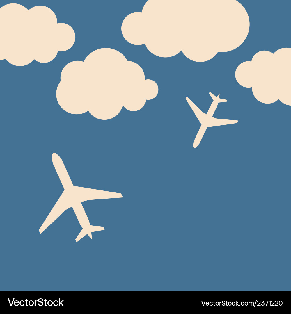 Abstract background with airplanes and clouds vector image