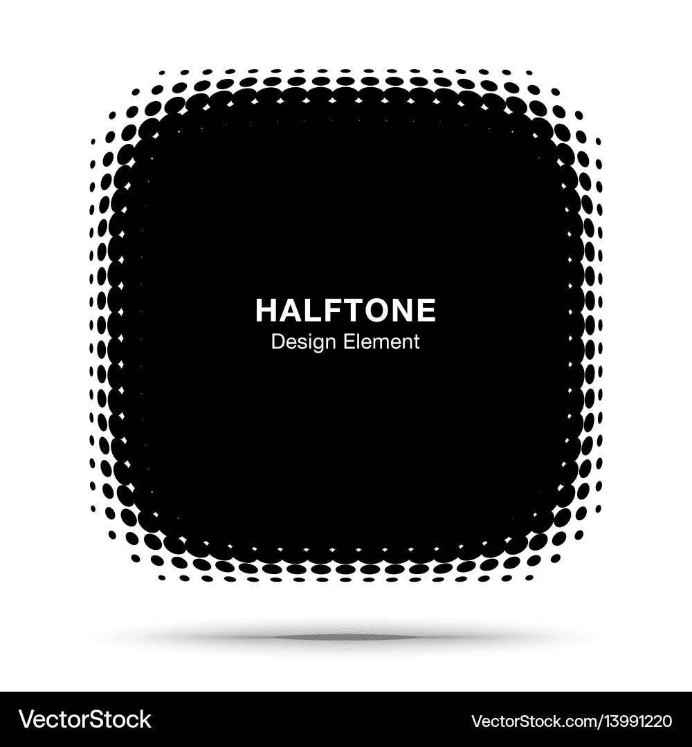 Convex halftone distorted angle rounded square Convex halftone distorted angle rounded square vector image