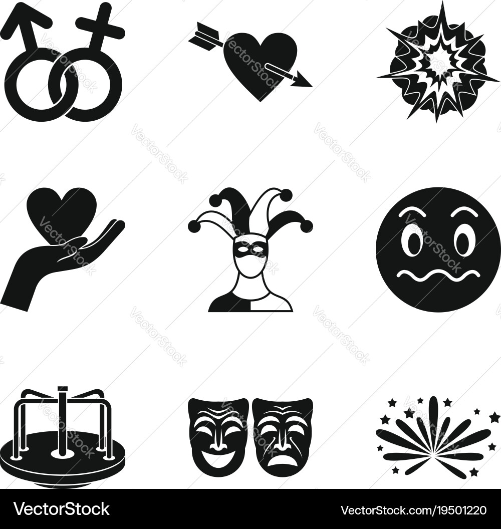 Emo icons set simple style Vector Image