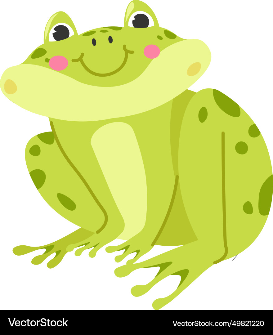 Frog character with smiling facial expression Frog character with smiling facial expression vector image