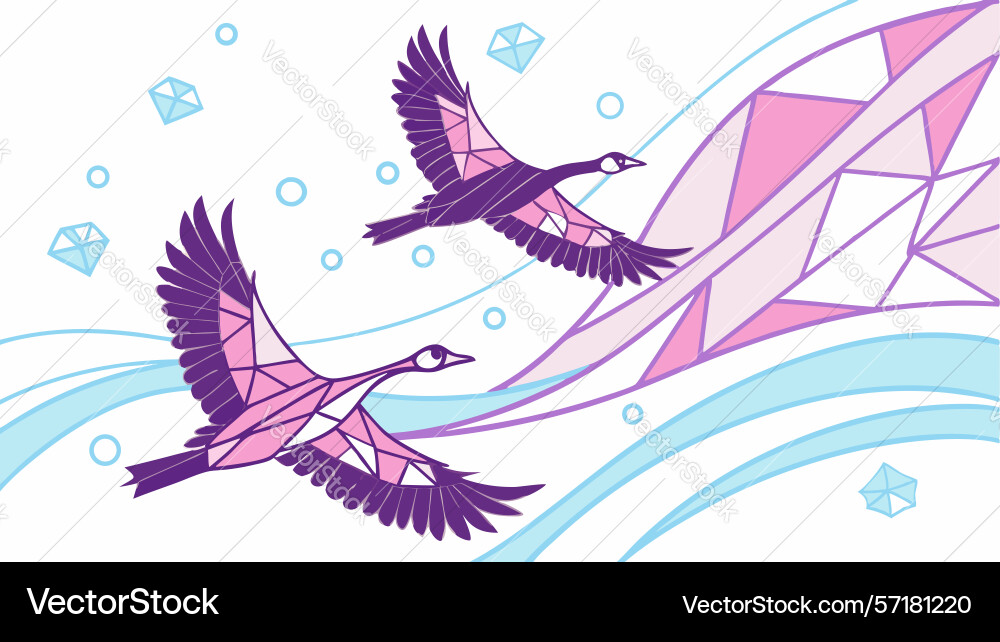 Graceful swans in flight design generative ai vector image