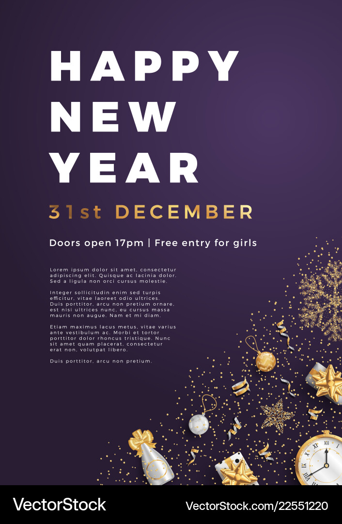 Happy new year party layout poster or flyer Happy new year party layout poster or flyer vector image
