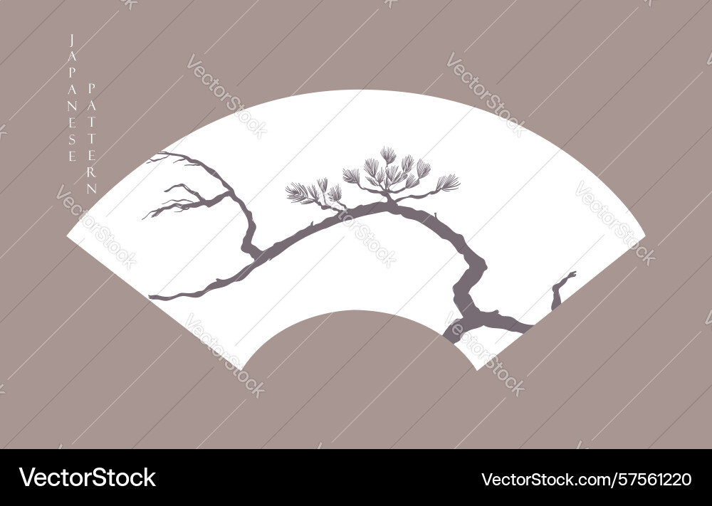 Japanese background with line bonsai tree pattern vector image