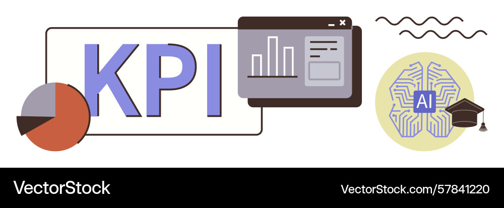 Kpi analysis integration with ai and data vector image