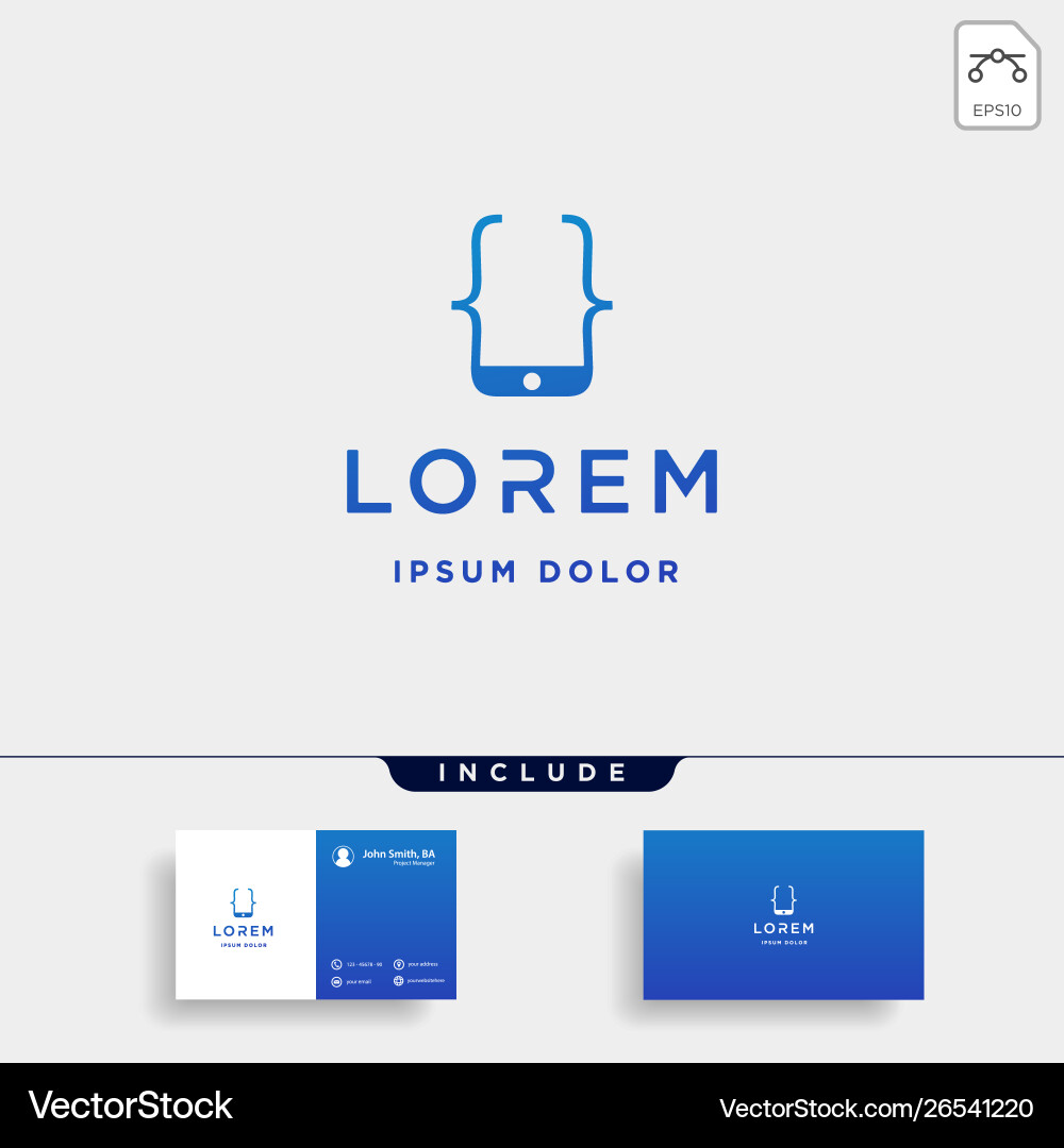 Mobile code logo design phone coding Vector Image