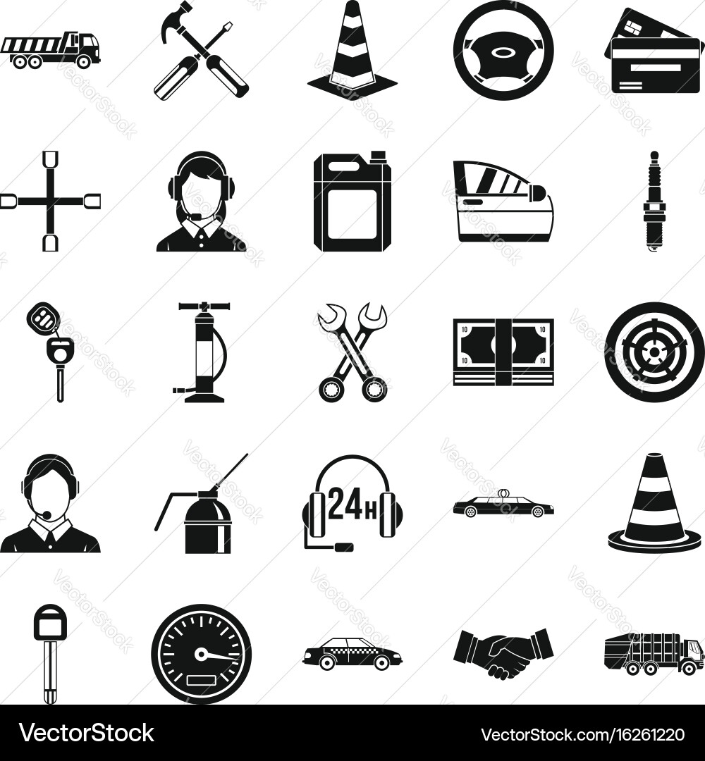 Motor icons set simple style Vector Image