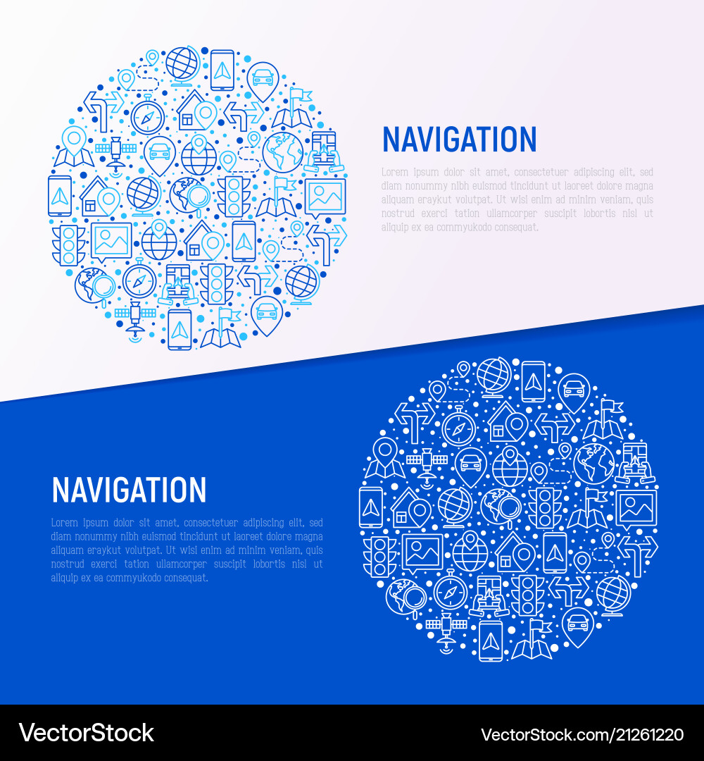 Navigation and direction concept in circle Navigation and direction concept in circle vector image