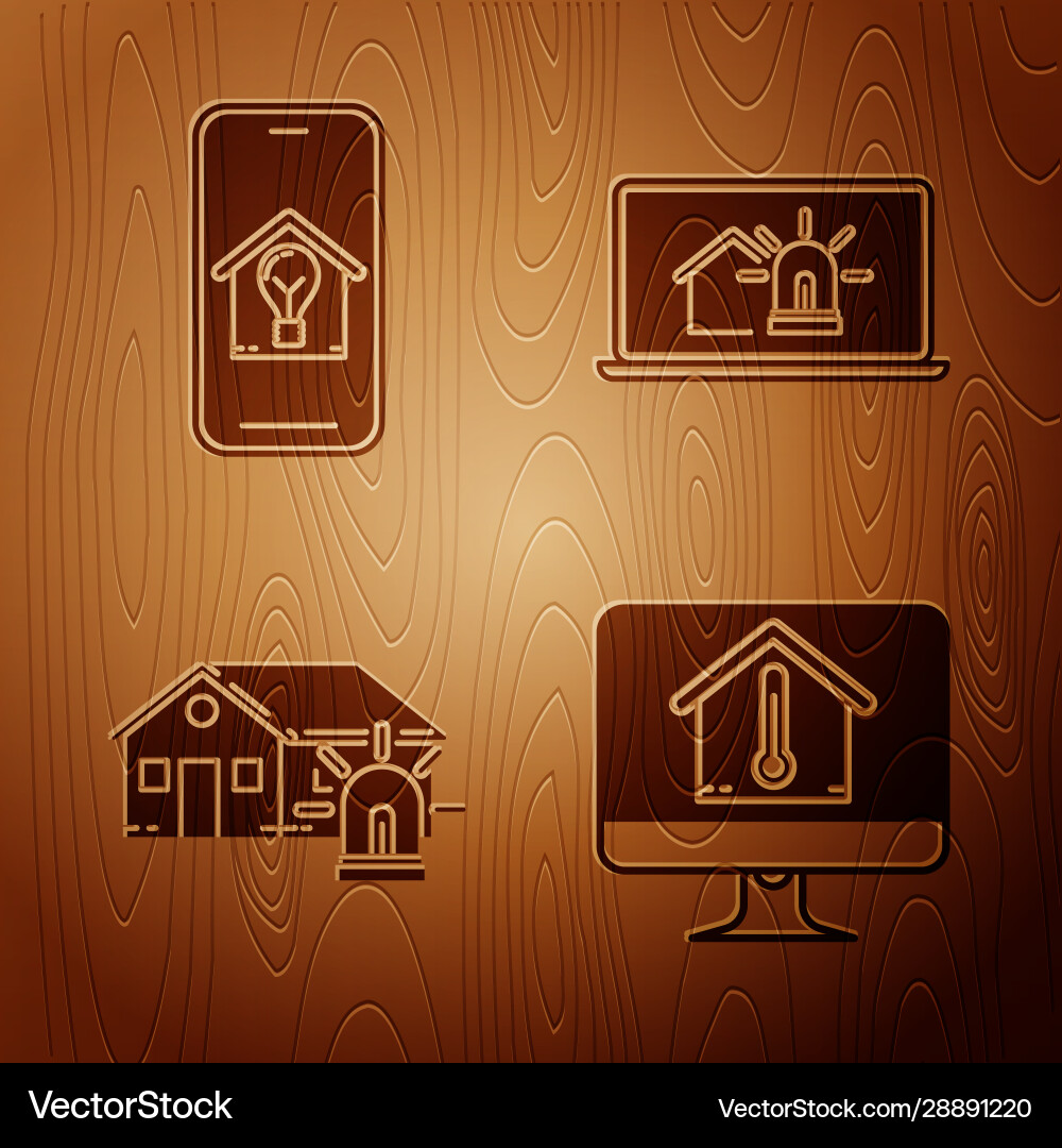 Set computer monitor with house temperature Set computer monitor with house temperature Vector Image
