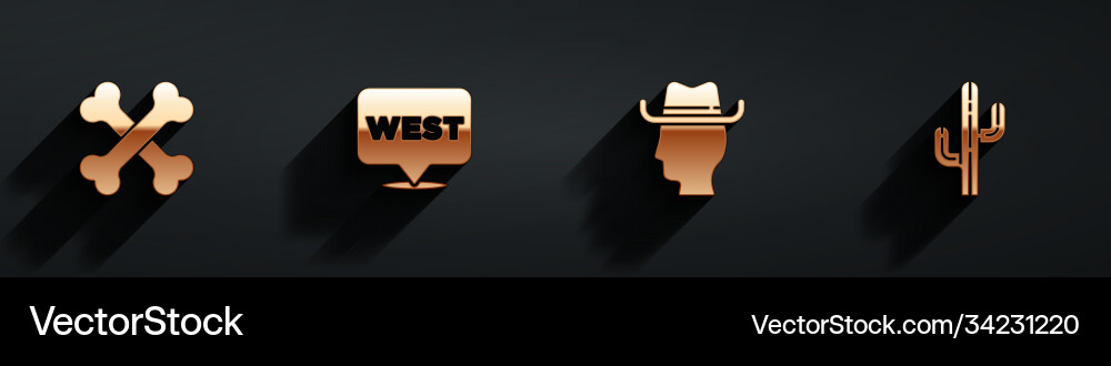 Set crossed human bones pointer to wild west Vector Image