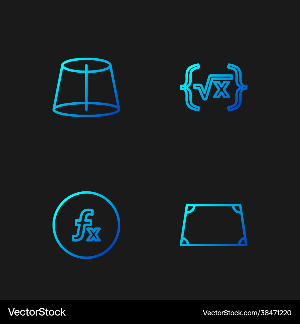 Set line acute trapezoid shape function Set line acute trapezoid shape function vector image