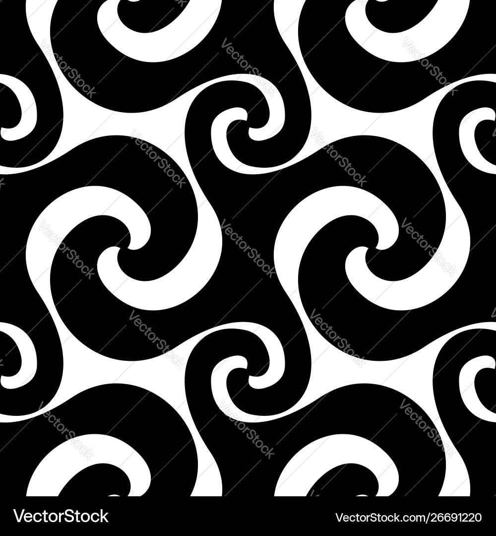 Swirl seamless pattern abstract background black Vector Image