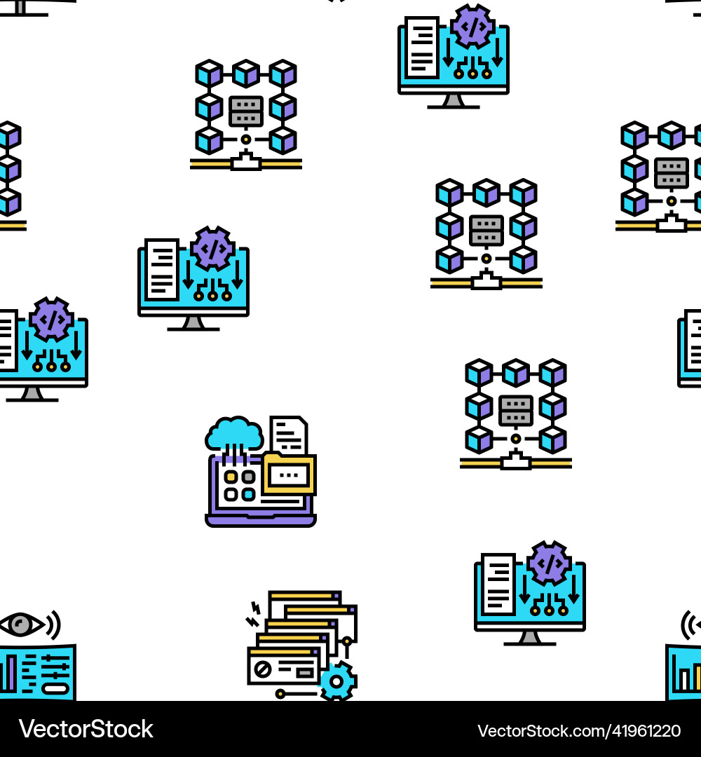 System work process seamless pattern System work process seamless pattern vector image