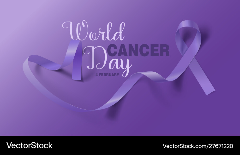 Weltkrebs Tag Ribbon Poster vektorbild