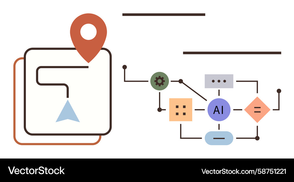 AI Flowchart & Navigation Map Vector Image