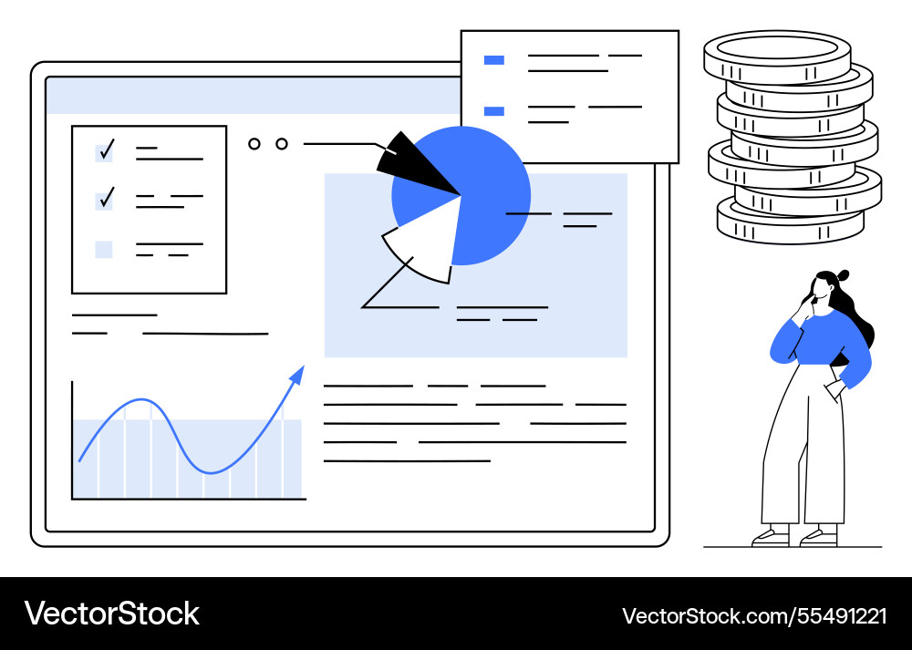 Business analytics dashboard with graphs pie Business analytics dashboard with graphs pie Vector Image