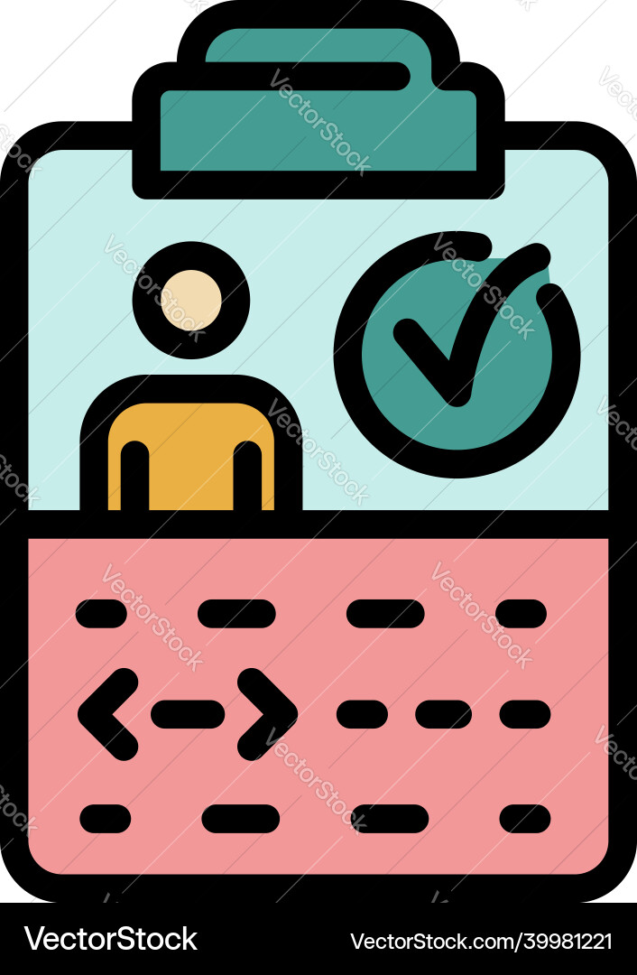 Clipboard with coding man icon color outline Clipboard with coding man icon color outline Vector Image