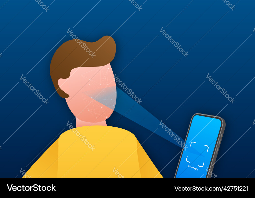 Face recognition concept design can use for web Face recognition concept design can use for web vector image