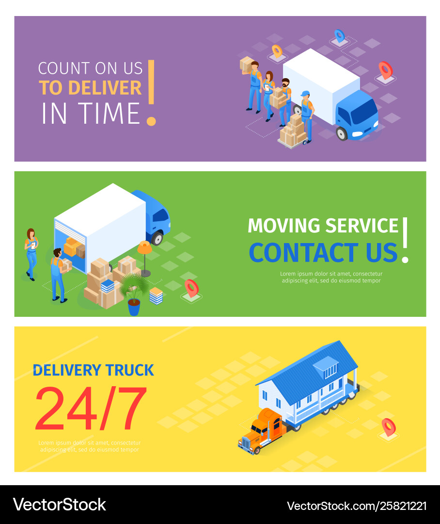 Flat banner set count on us to deliver in time vector image