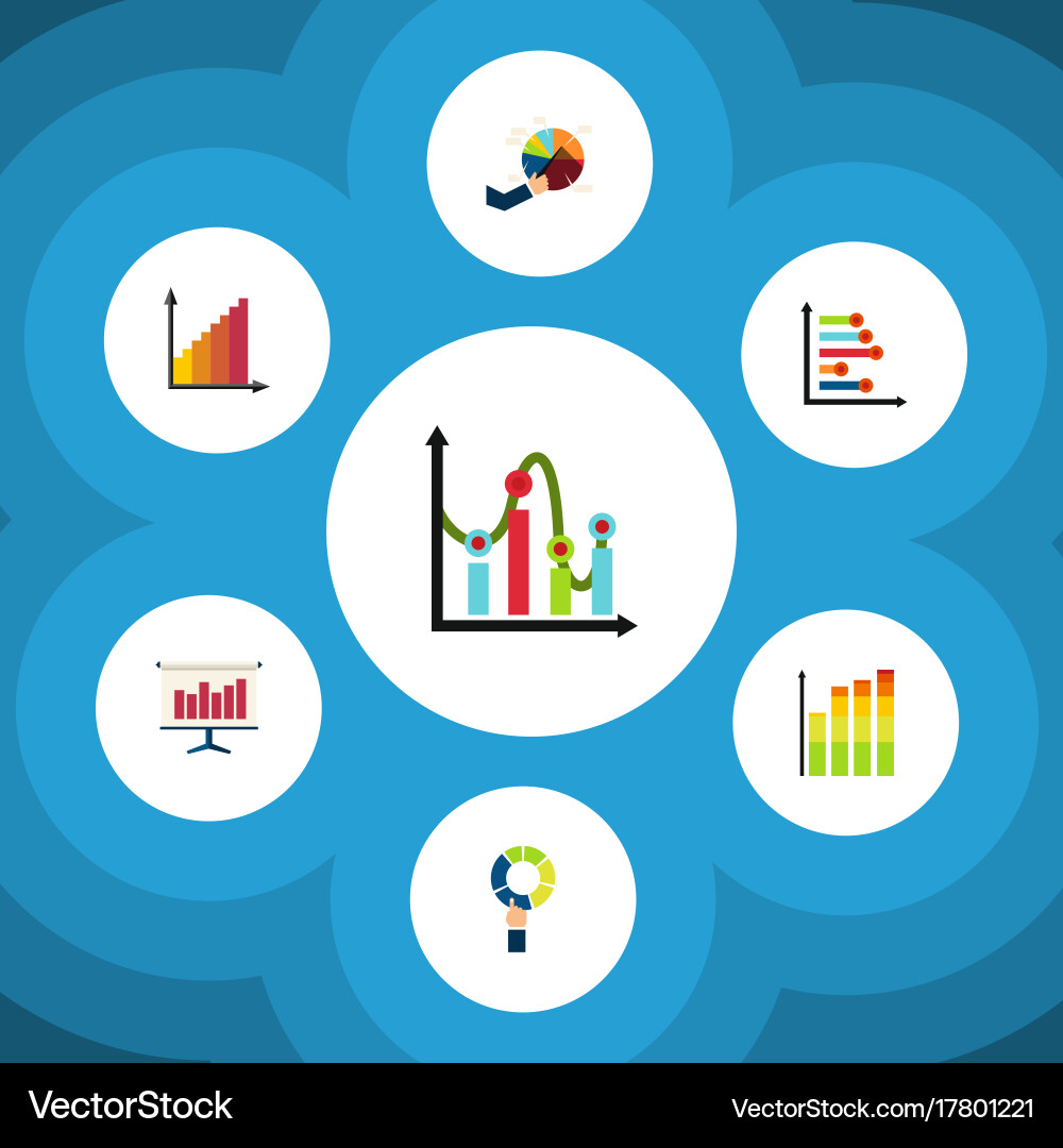Flat icon chart set of graph statistic Vector Image