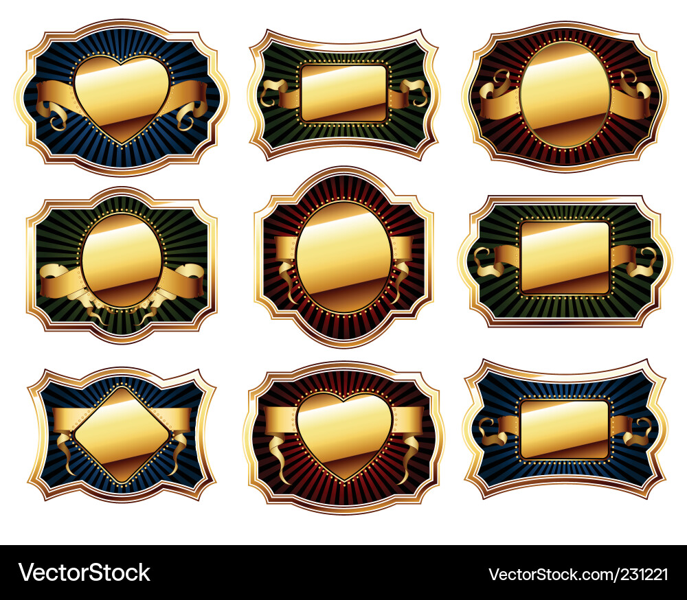 Golden Frame Collection Royalty Free Vector Image