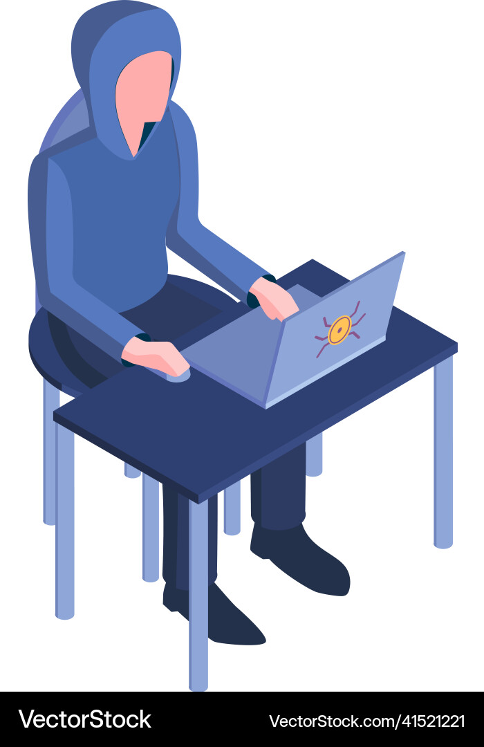Hacker bug laptop composition Hacker bug laptop composition vector image