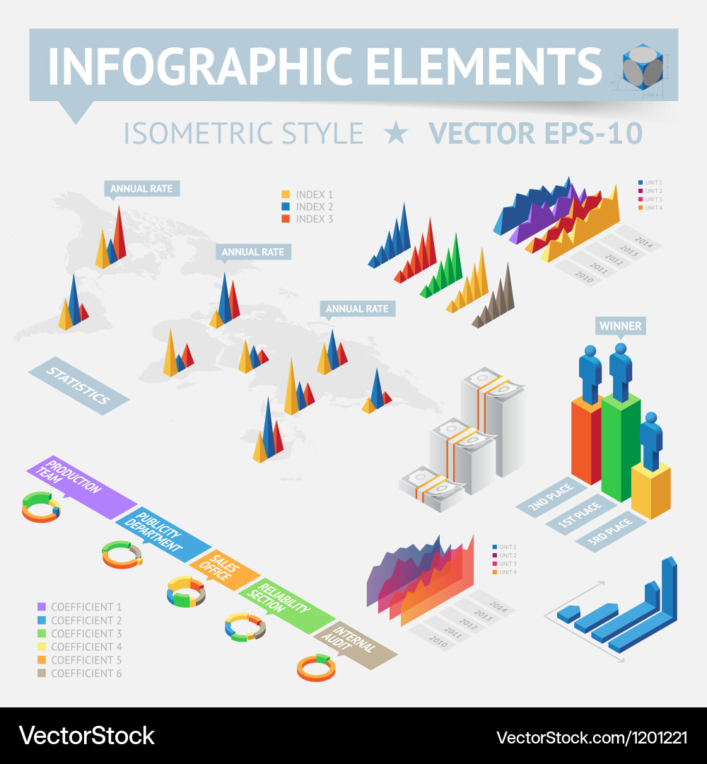 Isometric Business Elements Royalty Free Vector Image