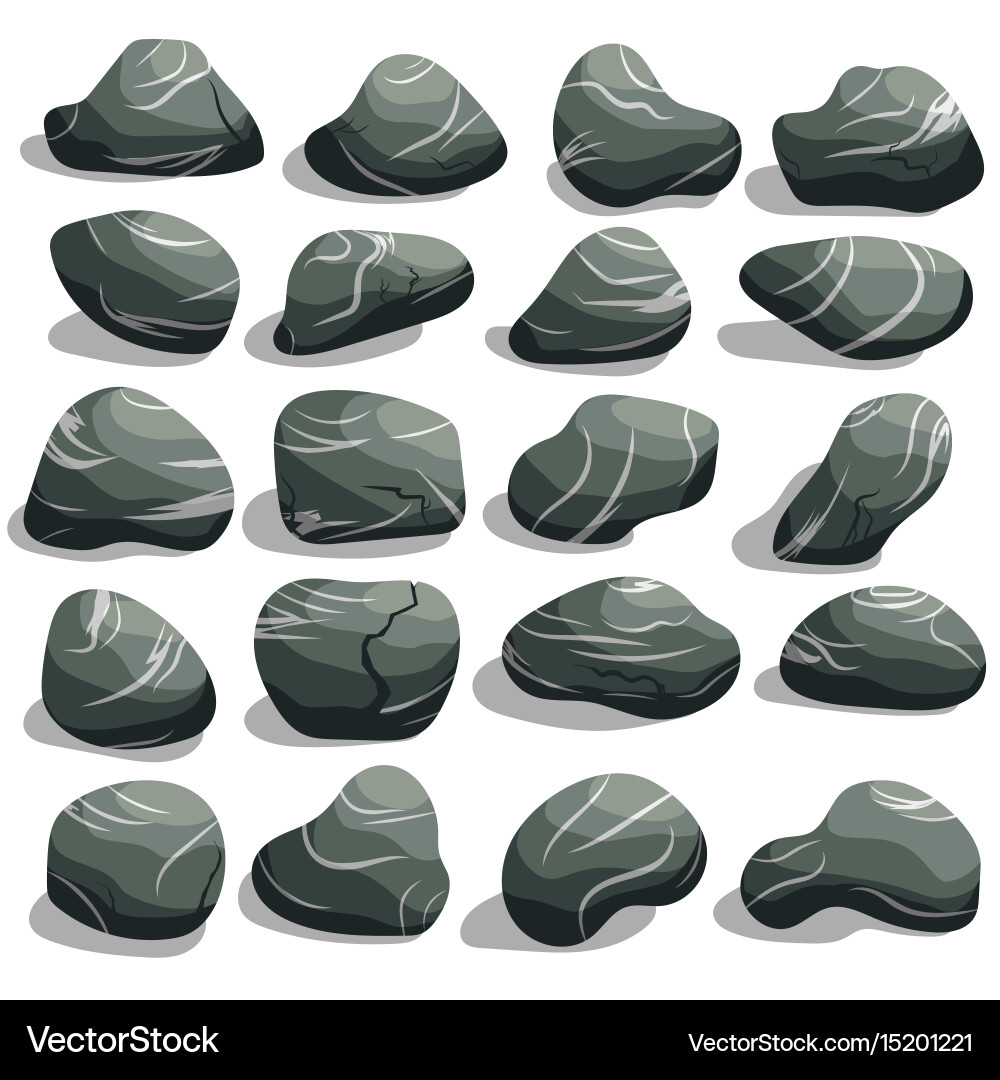 Isometric Rock Stone Collection Vector Image